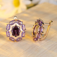 Egg Shaped Colored Zircon Polygonal Ear Buckle