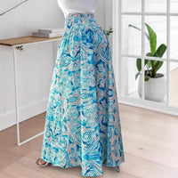 Peris Patterned High Waisted Elasticated Slim Fit A Line Wide Leg Flared Pants