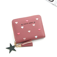 Embroidered Love Korean Women's Wallet Short Clutch Little Girl Coin Purse Women's Zipper Bag Card Holder Card Case