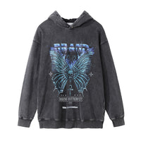 Dark Devil Skull Bone Hooded Sweater Washed Old