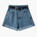 Women's High Waist Curly Denim Shorts