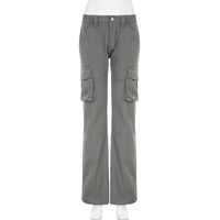Loose Leisure Workwear Pocket Slimming Low Waist Straight-leg Pants Women