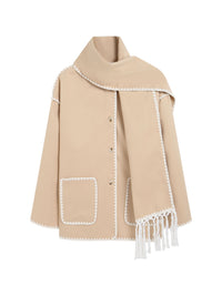 Women's Woolen Coat Thick Loose With Scarf