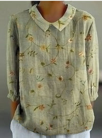 Loose Printed Crew Neck Casual Plus Size Women's Shirt