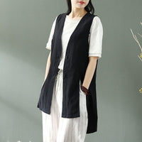 Women's Simple Artistic Loose Cotton-Linen Jacket Vest