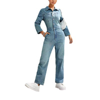 Women's Slim-fit Long-sleeved Denim Jumpsuit