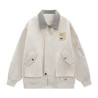 Street Multi-pocket Bomber Jacket Men's Contrast Color