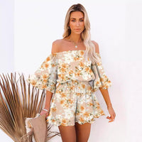 Patchwork Short Sleeve Loose Solid Color Chiffon Jumpsuit