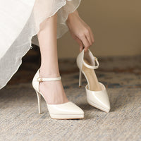 Pointed-toe Waterproof Platform Hollow 10 5cm Women's High Heels