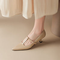 New Spring And Autumn Authentic Leather Square Toe Women's Shoes
