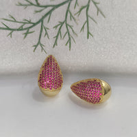 Copper Inlaid Color Melon Seed-shaped Earrings Simple