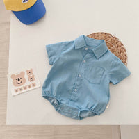 Newborn Short-sleeved Romper Boy Western Style Gentleman Clothes Baby