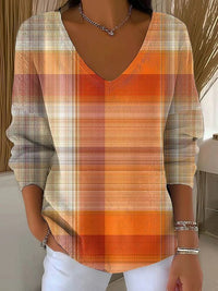 V-neck Long-sleeved Sweater Autumn And Winter 3D Printing Fashion Women's Wear
