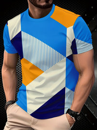 Men's 3D Digital Print Crewneck Short-Sleeve T-Shirt