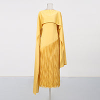 Misty Purple Asymmetrical Fringe Cloak-Style Evening Gown Long Dress