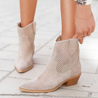 Womens Mid-Heel Boots In Large Sizes With Embossed Suede