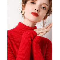 Simple Temperament High Collar Sweater Women's FallWinter Slim Short Pullover
