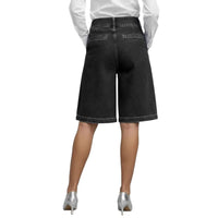Women's Imitation Denim Asymmetric Cropped Pants