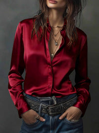 Women's Western-style Resort Casual Satin Best-selling Shirt