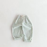 Children's Striped Lace-up Casual Pants