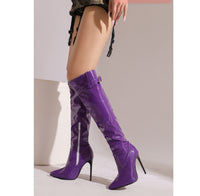 Womens High-heeled Pointed-toe Above-the-knee Thigh-high Boots