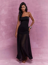 Mesh-Panel Elegant Strapless Waist-Cinching Slimming Sexy Dress