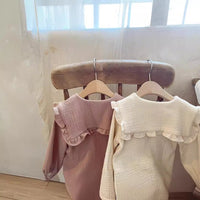 Ins Infant Champray Thin Cotton Lace Collar Top Shorts Suit