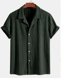 Men's Solid Color Lace Hollow Out See Through Casual Shirt