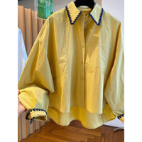 Women's Loose Contrasting Color Chic Lace-Patched Shirt