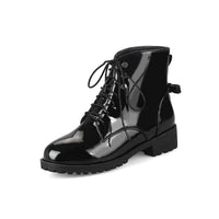 Front Lace-up Martin Lacquered Large Size Foreign Trade Women's Short Boots