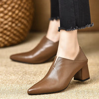 Deep-toe High-heeled Pointed-toe Mid-heel Shoes Springautumn New Style