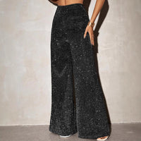 Casual Versatile Slim-fit Sequin High-waisted Wide-leg Pants
