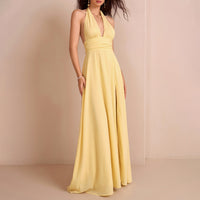 Sexy Chic Deep V-Neck Backless Slit Evening Gown Long Dress