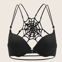 Buckled Front And Shaped Back Spider Web Bra Halter Lace Pure Sexy