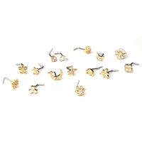 20GL Shape Stainless Steel Nose Stud Micro Set Zircon Nose Ring