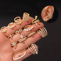 Micro Inlaid Zircon Imitation Pearl Large Size Ear Clip Without Pierced Ears Piercing Earrings European And American Fashion And Trendy Accessories