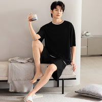 Men's Ice Silk Summer Short-Sleeve Shorts Thin Homewear Set