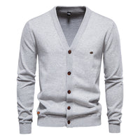 Men's Cardigan Sweater High Quality Business Pure Color Knitwear