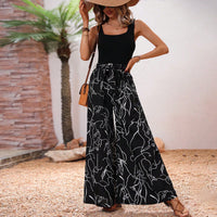 Loose-fit Womens Two-piece Set Off-Shoulder Jumpsuit With Wide-Leg Pants, Comfortable Summer Outfit
