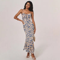 Beach-Style Waist-Cinching Elegant Floral Beach Slip Dress