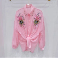 Heavy-duty 3D Floral Loose-fitting Top For Women