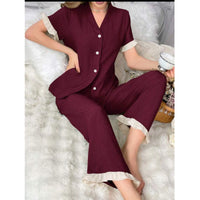 New European And American-style V-neck Short-sleeve Pants Loungewear Two-piece Set