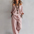 Women's Casual Loose Top And Wide-Leg Pants Set