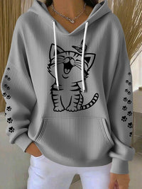 Women's 3D Printed Casual Waffle Hoodie