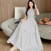 Summer Ethnic-style Elastic-waist Beach Bohemian Shoulder Dress