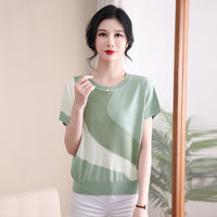Knitted Western-style Short-sleeve T-shirt For Middle-aged And Elderly Elegant