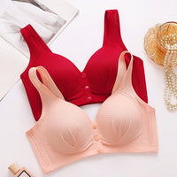 Front Buckle Without Steel Ring Plus Size Bra Backless Traceless Without Steel Ring Big Breast Contrast Bra