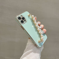 Compatible with Apple , Simple Electroplating Pearl Chain Phone Case