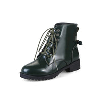 Front Lace-up Martin Lacquered Large Size Foreign Trade Women's Short Boots