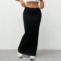 Women's High-Waisted Solid-Color Tight Casual Skirt